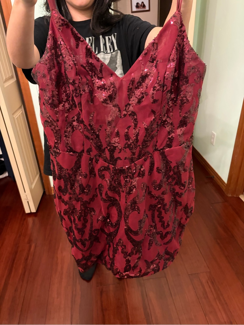 Sequin Embellished Burgundy Cocktail Dress